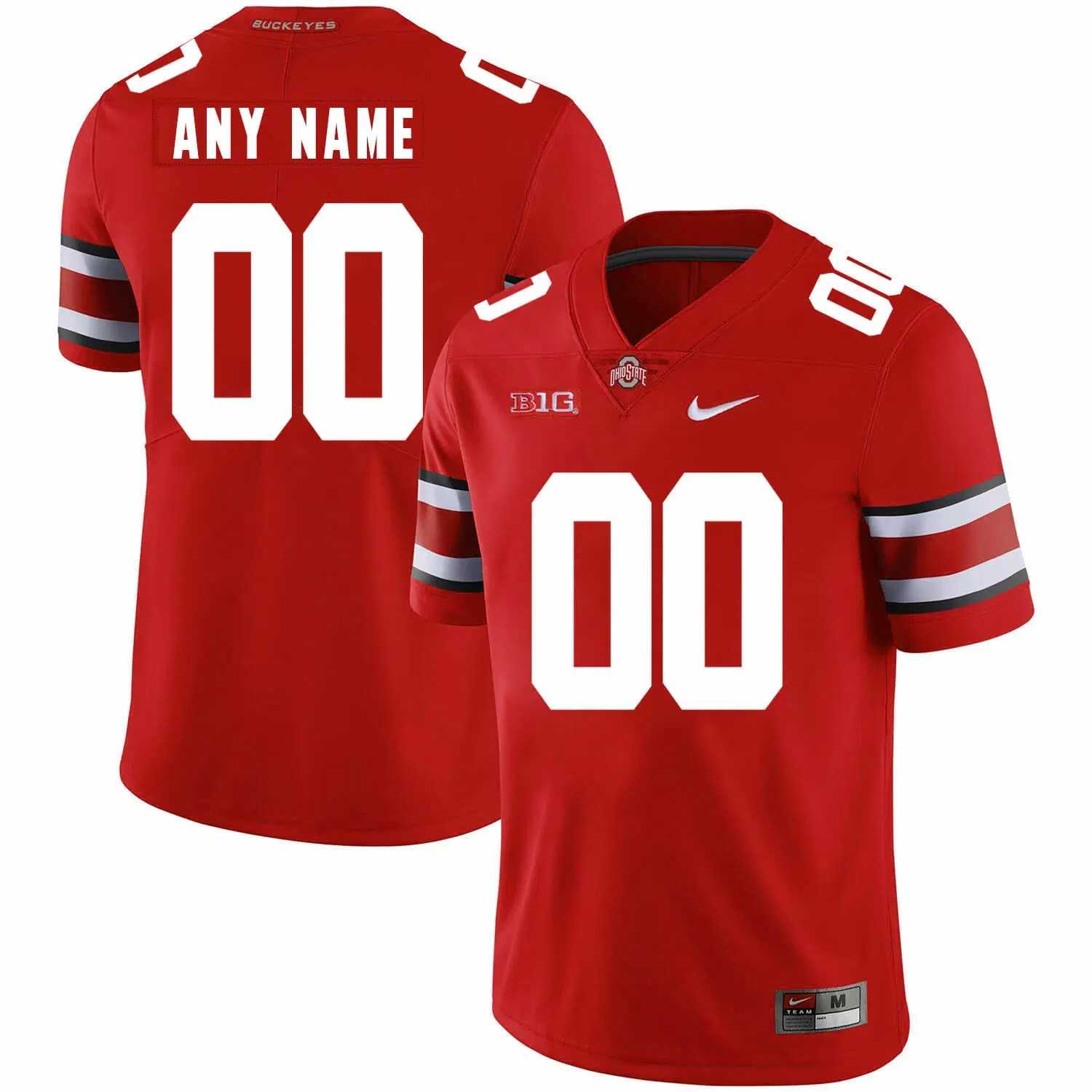 Mens Ohio State Buckeyes Active Player Custom Red With Big Patch College Stitched Jersey->->Custom Jersey